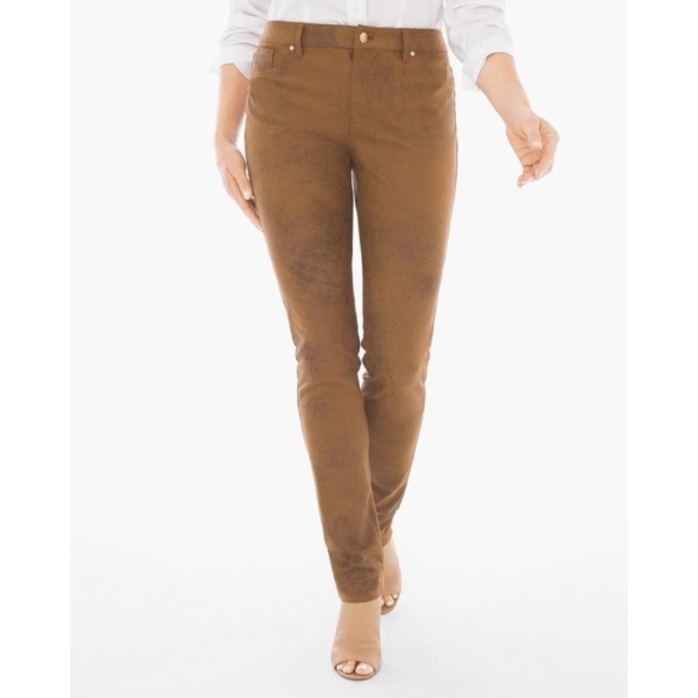 Chico's Brown Soft Faux-Suede Knit Pants Western Women's Size 2.5 or 14